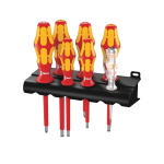 Комплект отвертки Kraftform Plus VDE 1000V Series 160 i165 i7 с 4х шлиц, 2хPH, фазомер и стойка Wera