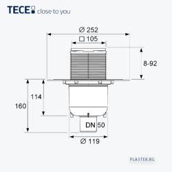 Точков подов сифон прав за баня ТЕСЕ Drainpoint S130 (3601300)