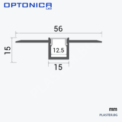 Алуминиев профил 5162 за led лента – сребрист корпус, бял дифузер (2 м) за вграждане