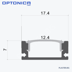 Алуминиев профил 5191 за LED лента – бял корпус, бял дифузер (2 м, височина 6 мм) за външен монтаж
