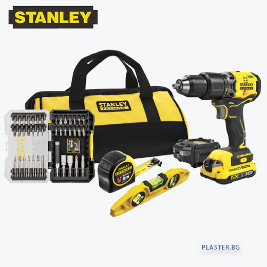 Акумулаторен ударен винтоверт stanley fatmax v20 sfmck101d1s в комплект с 1 батерия и зарядно, 18 v, 2 ah, 60 nm, 13 мм