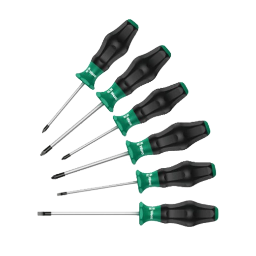 Комплект отвертки Kraftform Comfort 1350 1xPH11xPH2, 1355 1xPZ11xPZ2 +2x шлиц Wera