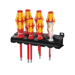 Комплект отвертки Kraftform Plus VDE 1000V Series 160 i165 i7 с 4х шлиц, 2хPH, фазомер и стойка Wera