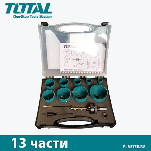 Комплект професионални биметални боркорони TOTAL TACSH0131 – за пробиване на големи отвори в метал, ламарина, профили и тръби