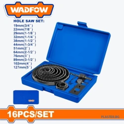 wadfow-wkj4416 Комплект боркорони за дърво и гипскартон 16 части