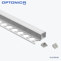 Алуминиев профил 5111 за led лента –Краен бял корпус, бял дифузер 2м